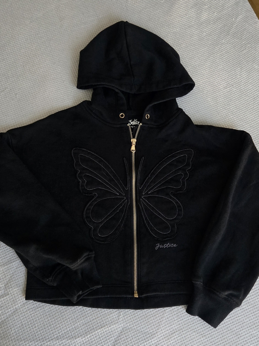 Justice Black Butterfly Zip-Up Hoodie